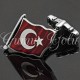 Özel Tasarım Mineli Ay Yıldız Türk Bayrağı Gümüş Kol Düğmesi 925 Ayar