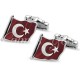 Özel Tasarım Mineli Ay Yıldız Türk Bayrağı Gümüş Kol Düğmesi 925 Ayar