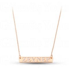 Kesme İsim Plaka Kolye 925 Ayar Gümüş Kişiye Özel