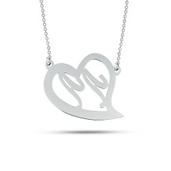 Kişiye Özel Harfli Kalp Kolye 925 Ayar Gümüş