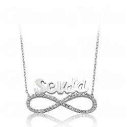 Kişiye Özel Taşlı Sonsuzluk İsimli Kolye Gümüş