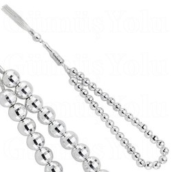 925 Ayar Gümüş Lazer Kesim Taneli Büyük Tesbih